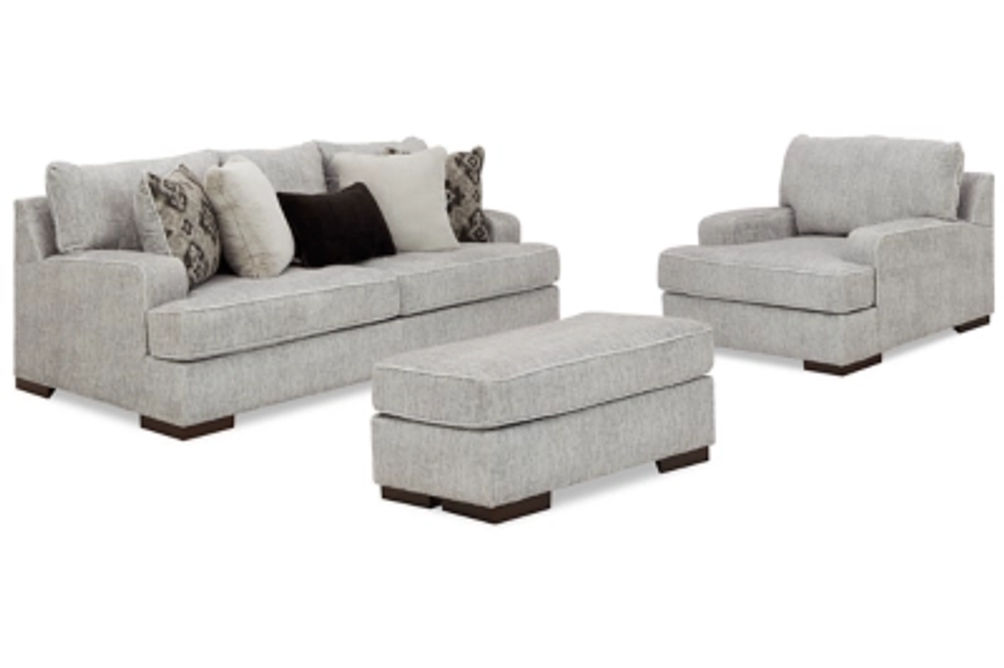 Benchcraft Mercado Sofa, Oversized Chair and Ottoman-Pewter
