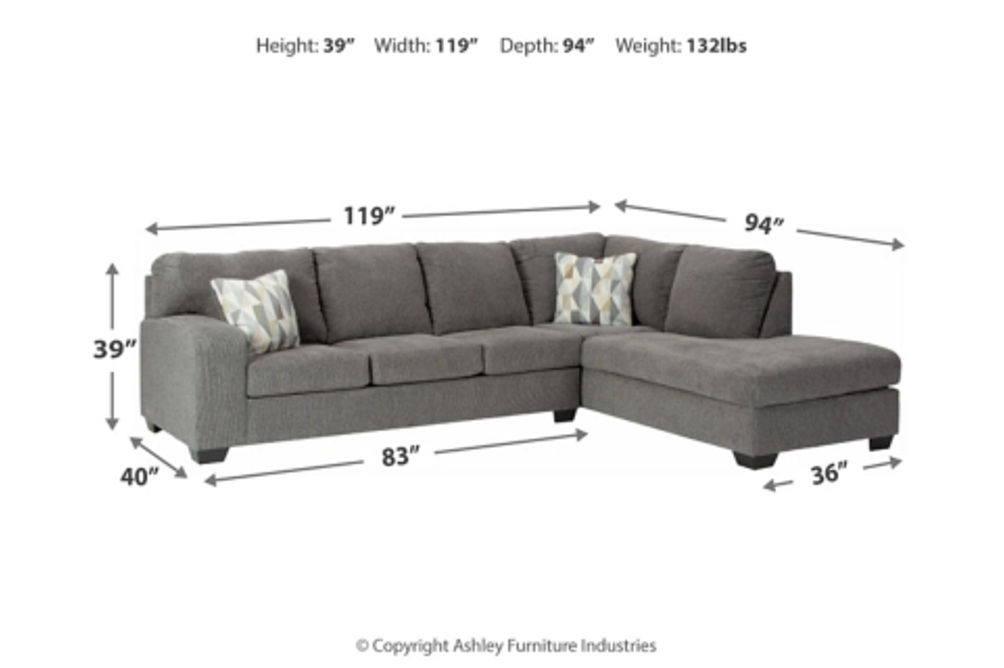 Benchcraft Dalhart 2-Piece Sectional with Chaise-Charcoal