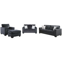 Signature Design by Ashley Altari Sofa, Loveseat, Chair and Ottoman-Slate