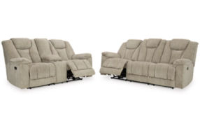 Signature Design by Ashley Hindmarsh Power Reclining Sofa and Loveseat-Stone