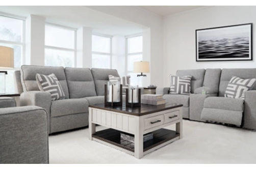 Signature Design by Ashley Biscoe Power Reclining Sofa and Loveseat-Pewter