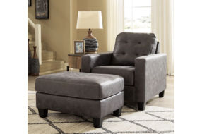 Benchcraft Venaldi Chair and Ottoman-Gunmetal