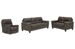 Signature Design by Ashley Navi Sofa, Loveseat and Recliner-Smoke