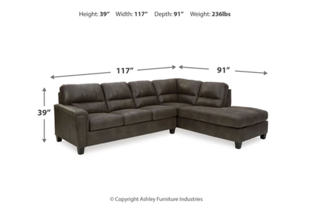 Signature Design by Ashley Navi 2-Piece Sectional and Ottoman-Smoke