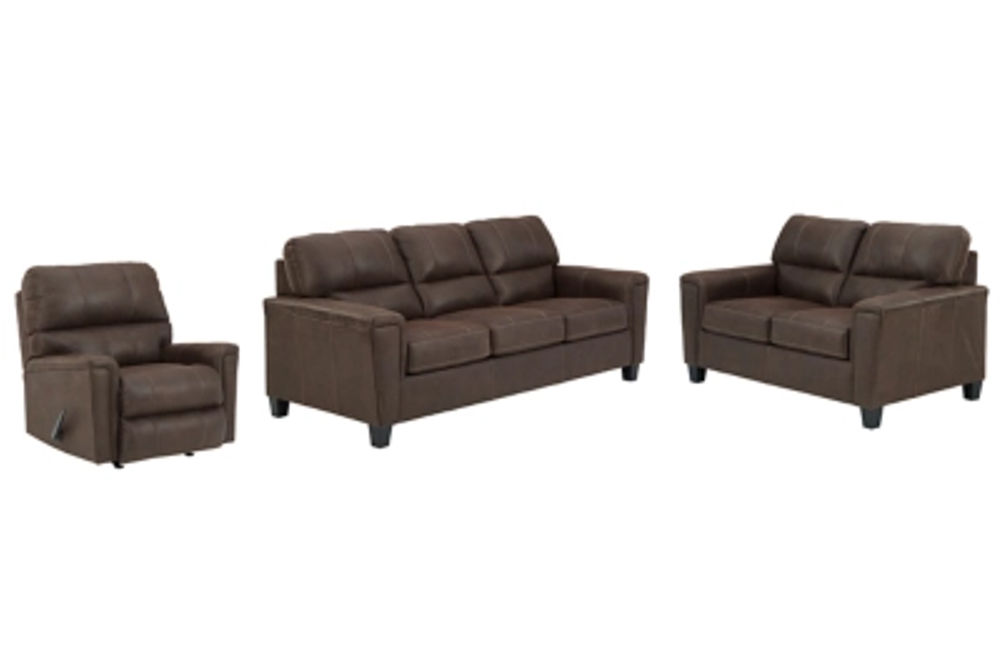 Signature Design by Ashley Navi Sofa, Loveseat and Recliner-Chestnut