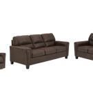 Signature Design by Ashley Navi Sofa, Loveseat and Recliner-Chestnut