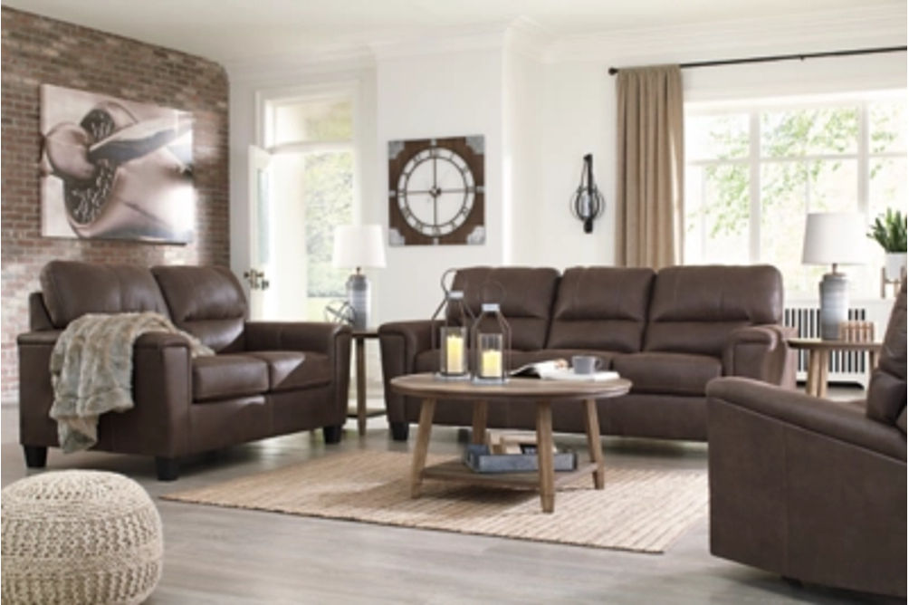 Signature Design by Ashley Navi Sofa, Loveseat and Recliner-Chestnut