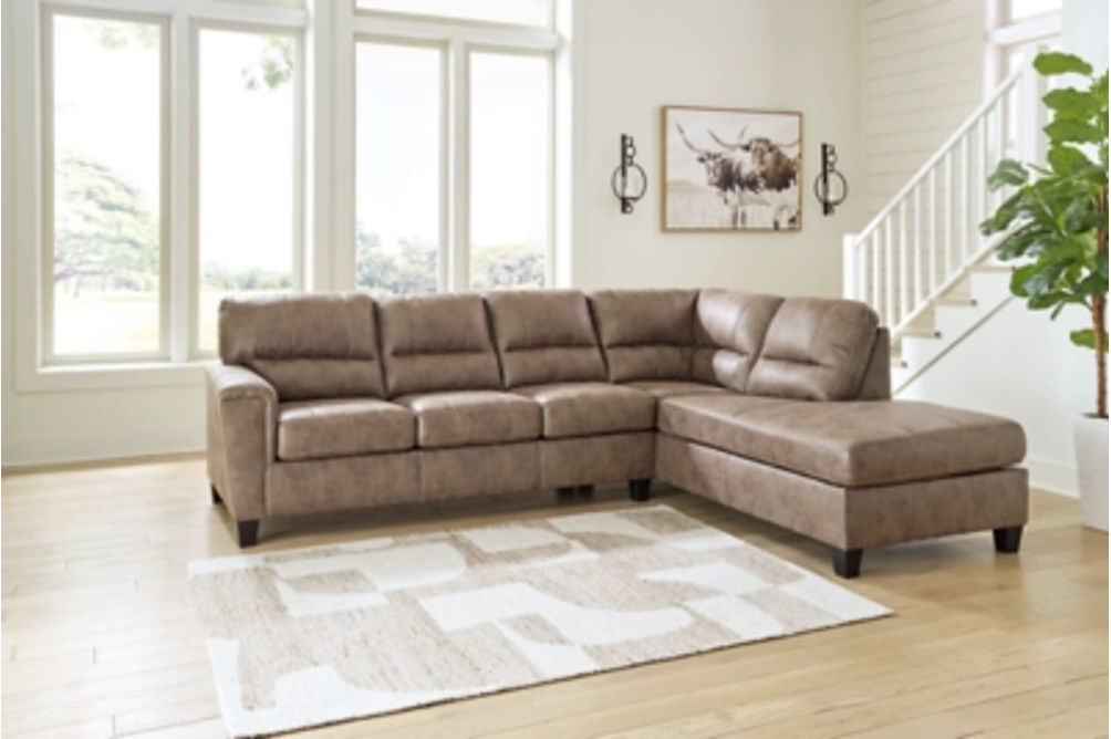 Signature Design by Ashley Navi 2-Piece Sectional Sofa Sleeper Chaise-Fossil