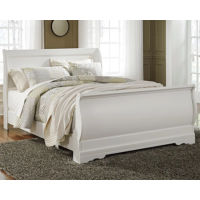 Anarasia Queen Sleigh Bed with Chest of Drawers and Nightstand-White