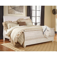 Signature Design by Ashley Willowton King Sleigh Bed-Whitewash