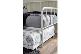 Trentlore Twin Metal Day Bed with Trundle and 2 Mattresses-Black/White