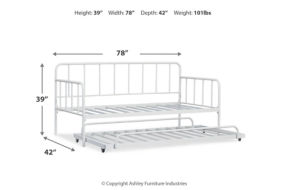 Trentlore Twin Metal Day Bed with Trundle and 2 Mattresses-Black/White