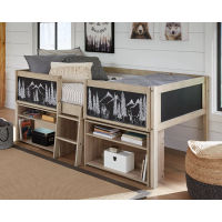 Wrenalyn Twin Loft Bed with Under Bed Bookcase Storage