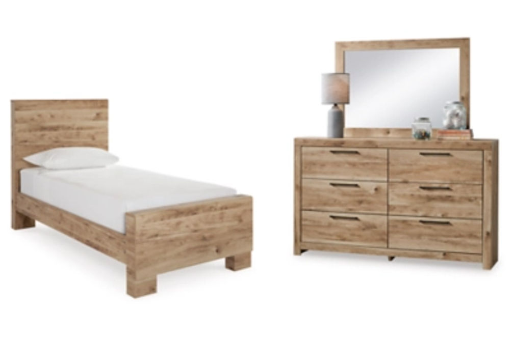 Signature Design by Ashley Hyanna Twin Panel Bed, Dresser and Mirror-Tan Brown