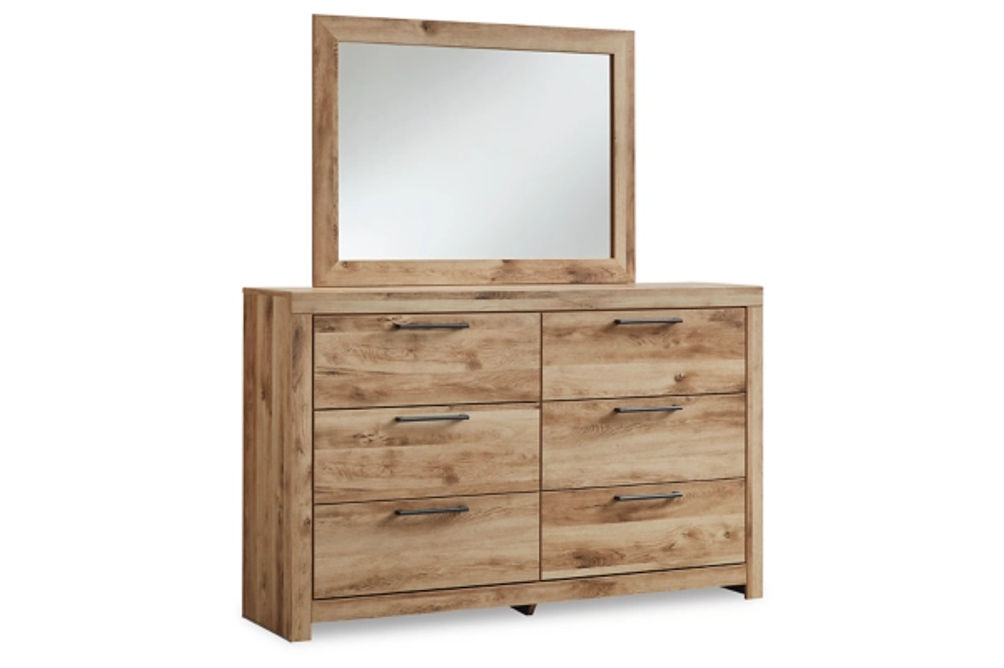 Hyanna Queen Panel Bed, Dresser, Mirror, and Nightstand-Tan Brown