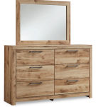 Hyanna Queen Panel Bed, Dresser, Mirror, and Nightstand-Tan Brown