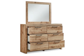 Hyanna Queen Panel Bed, Dresser, Mirror, and Nightstand-Tan Brown