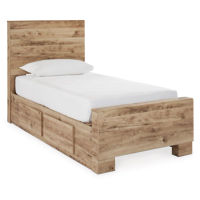 Signature Design by Ashley Hyanna Twin Panel Bed with 1 Side Storage-Tan Brown