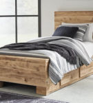 Signature Design by Ashley Hyanna Twin Panel Bed with 2 Side Storage-Tan Brown