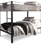 Dinsmore Twin over Twin Bunk Bed, 2 Mattresses, and 2 Pillows-Black/Gray