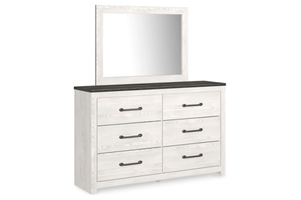 Gerridan King Panel Bed, Dresser, Mirror, Chest and 2 Nightstands-White/Gray