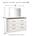 Gerridan King Panel Bed, Dresser, Mirror and Nightstand-White/Gray