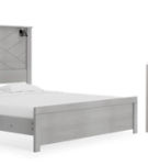 Cottonburg King Panel Bed, Dresser, Mirror, and Nightstand-Light Gray/White