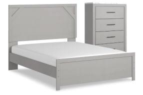 Signature Design by Ashley Cottonburg Queen Panel Bed and Chest-Light Gray/Whi