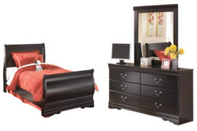 Signature Design by Ashley Huey Vineyard Twin Sleigh Bed with Dresser and Mirro