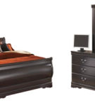 Huey Vineyard Queen Sleigh Bed with Dresser and Mirror-Black