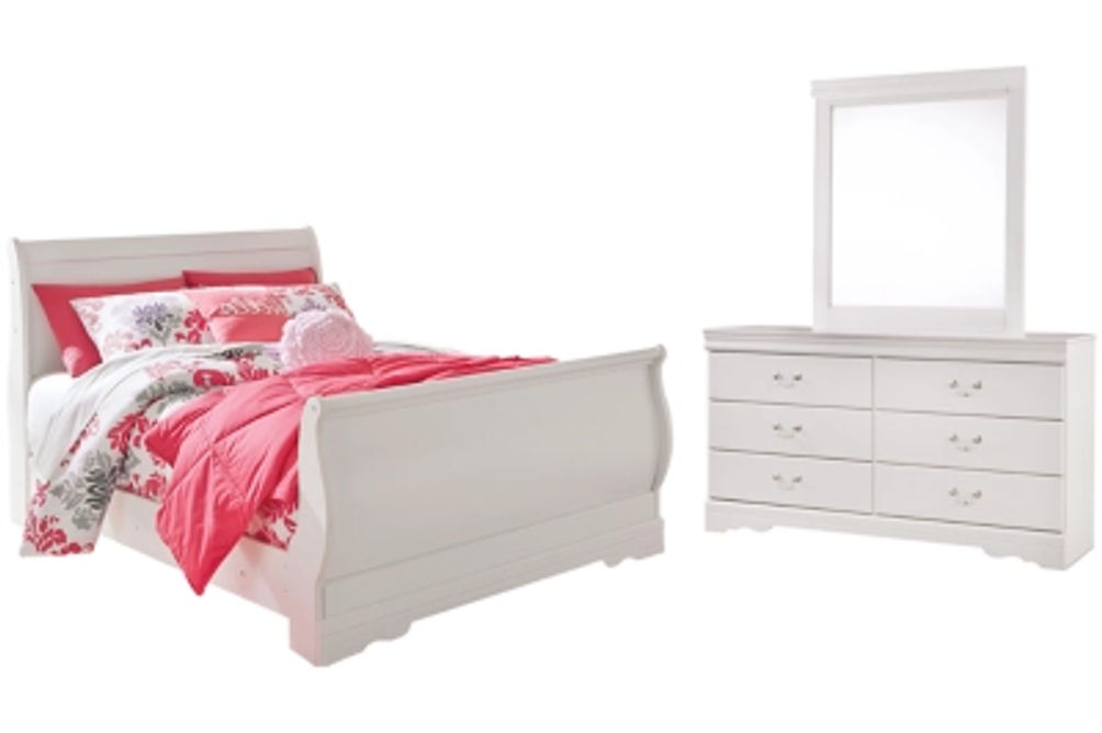 Signature Design by Ashley Anarasia Full Sleigh Bed with Dresser and Mirror