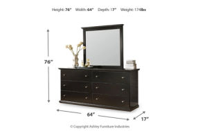 Maribel Twin Panel Bed, Dresser, Mirror and Nightstand-Black