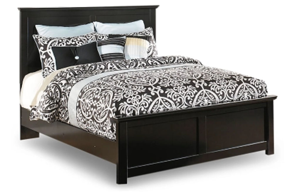 Maribel Queen Panel Bed with Dresser, Mirror and 2 Nightstands-Black