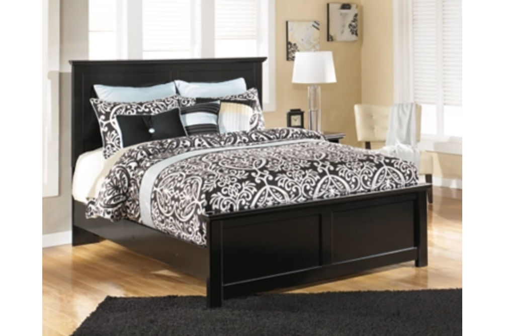 Maribel Queen Panel Bed with Dresser, Mirror and 2 Nightstands-Black