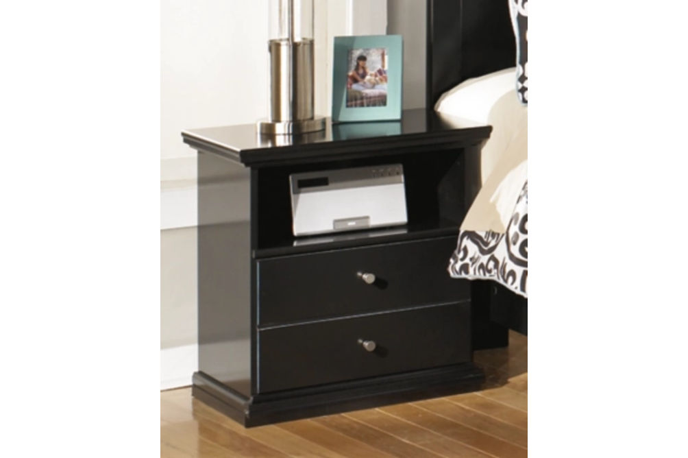 Signature Design by Ashley Maribel Twin Panel Bed and Nightstand-Black