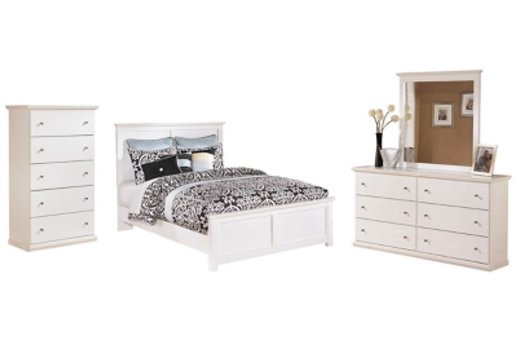 Bostwick Shoals Queen Panel Bed, Dresser, Mirror and 2 Nightstands-White