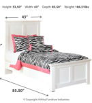 Bostwick Shoals Twin Panel Bed, Dresser, Mirror and Nightstand-White