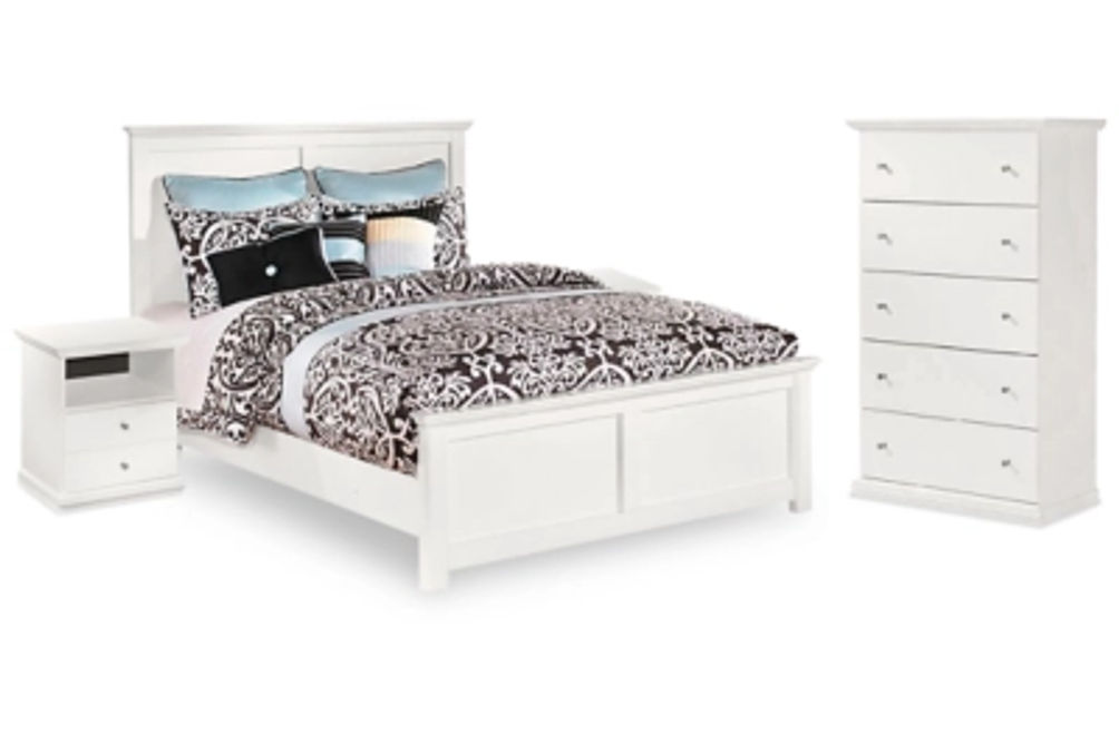 Bostwick Shoals Queen Panel Bed, Chest and 2 Nightstands-White