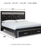 Kaydell King Upholstered Panel Storage Platform Bed, Dresser and Mirror-