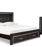 Kaydell King Upholstered Panel Bed, Dresser, Mirror and Nightstand-Black