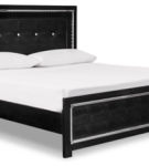 Kaydell King Upholstered Panel Bed, Dresser, Mirror and Nightstand-Black