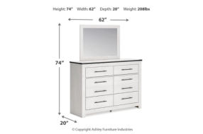 Schoenberg Queen Panel Bed, Dresser, Mirror and Nightstand-White