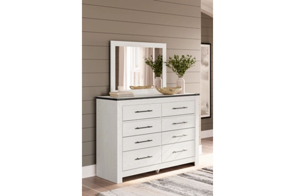 Schoenberg Queen Panel Bed, Dresser, Mirror and Nightstand-White