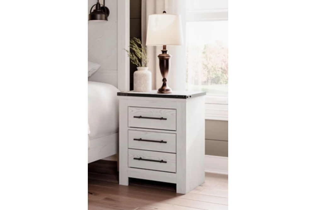 Schoenberg King Panel Bed, Dresser, Mirror and Nightstand-White