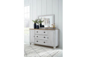 Haven Bay Queen Panel Bed, Dresser, Mirror and Nightstand-Two-tone