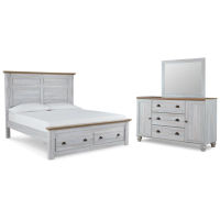 Signature Design by Ashley Haven Bay King Panel Storage Bed, Dresser and Mirror