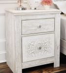 Signature Design by Ashley Paxberry Twin Panel Bed and Nightstand-Whitewash