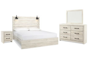 Cambeck King Panel Bed, Dresser, Mirror and Nightstand-Whitewash