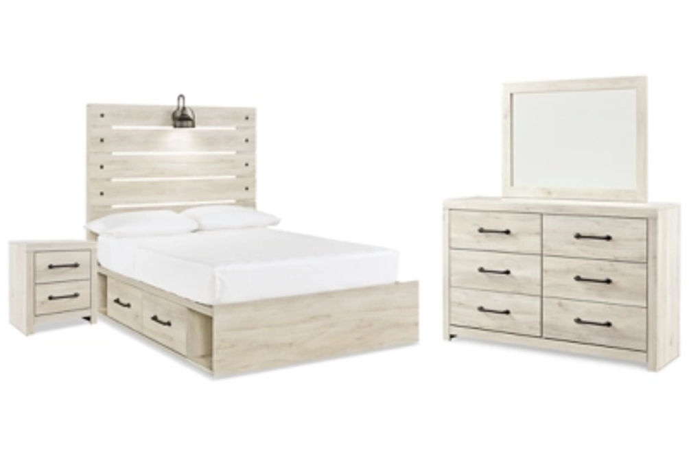 Cambeck Full Panel Storage Bed, Dresser, Mirror and Nightstand-Whitewash
