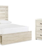 Cambeck Full Panel Storage Bed, Dresser, Mirror and Nightstand-Whitewash